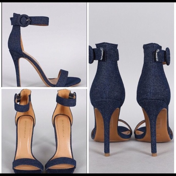 Shoes - Dark Blue Denim Heels